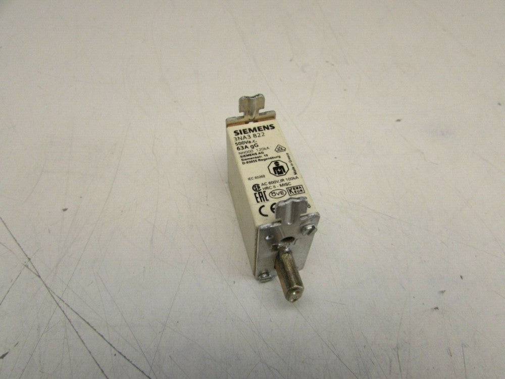 SIEMENS FUSE 3NA3822 63A 500VAC NEW SURPLUS NO BOX MAKE OFFER!!