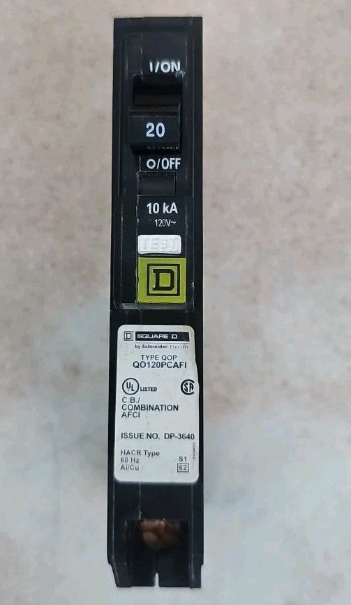 Square D NTO QO120PCAFI 1 Pole 20 Amp AFCI Arc Fault Breaker Plug On Neutral