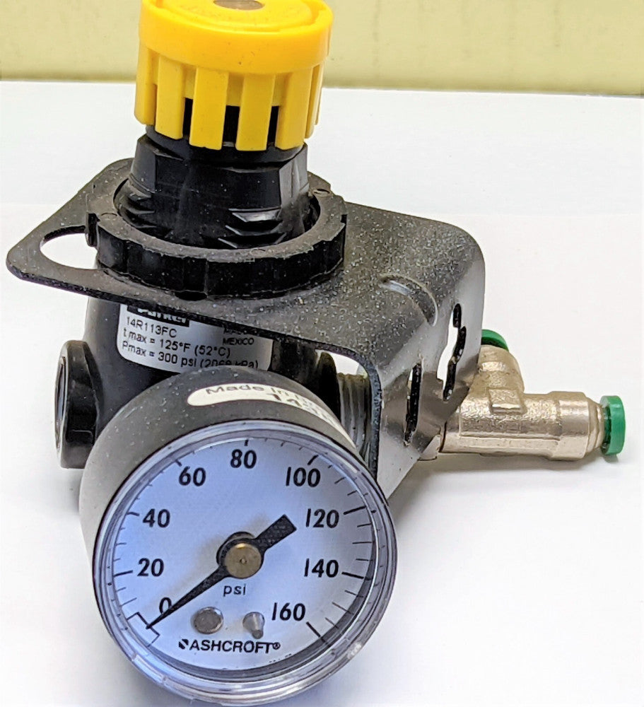 Parker 1/4 NPT Port, 15 CFM, Zinc Miniature Regulator 2 to 125 psi Range [OF27