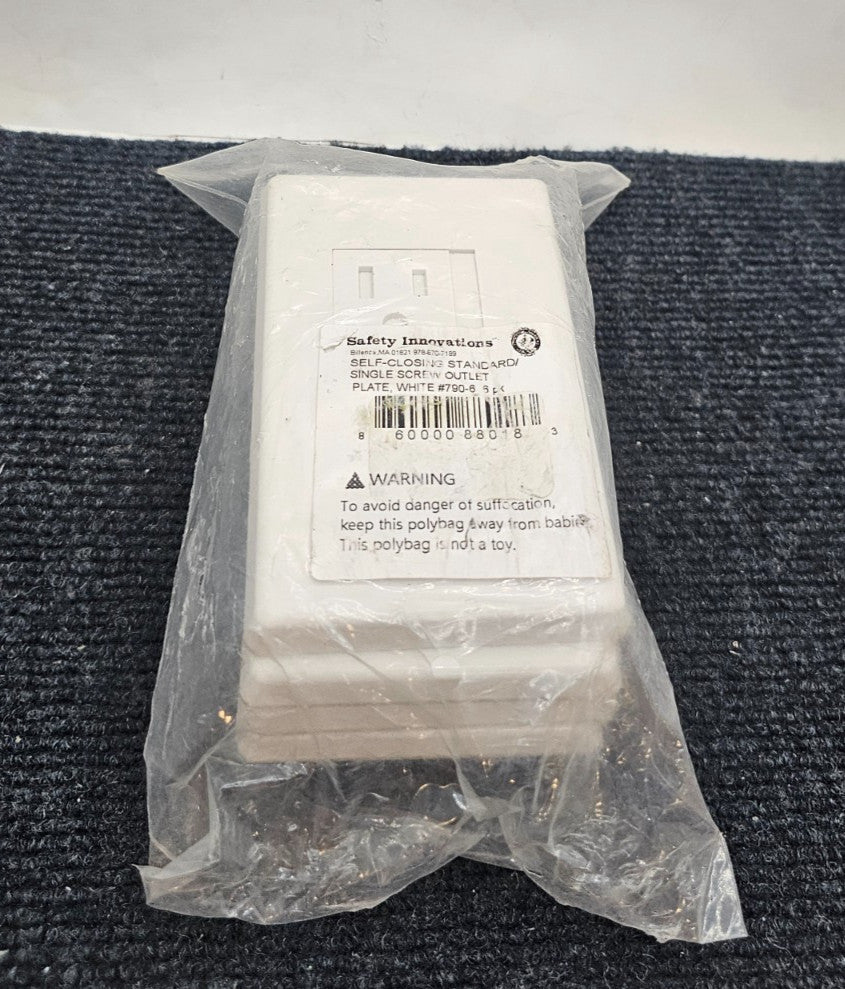 (QTY 6) Safety Innovations 790-6: Self-Closing Standard Outlet Covers White
