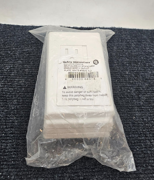 (QTY 6) Safety Innovations 790-6: Self-Closing Standard Outlet Covers White