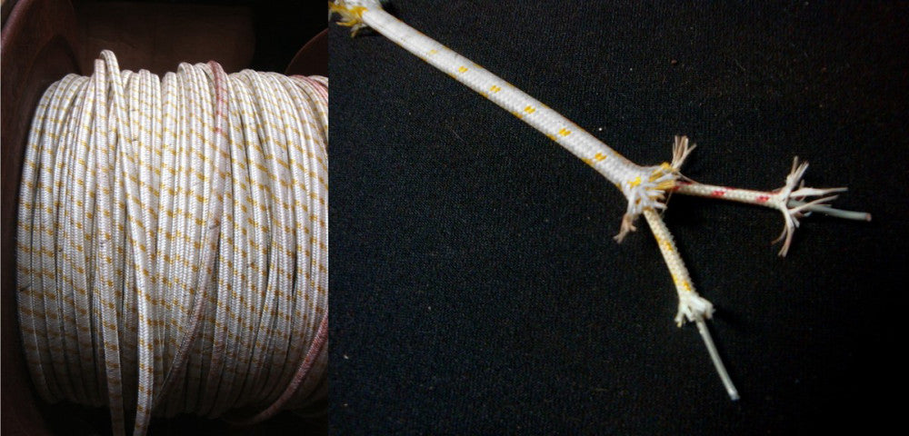 Vintage (10ft Section) WHITE w/ GOLD MARK , CLOTH COVERED WIRE, 2/16Ga. Solid