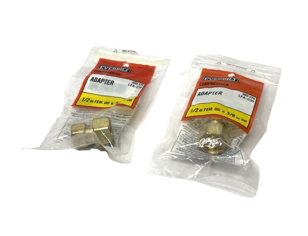 Everbilt LFA-230 Reducing Adapter 1/2" x 3/8" Female O.D. 669370 LOT OF 2
