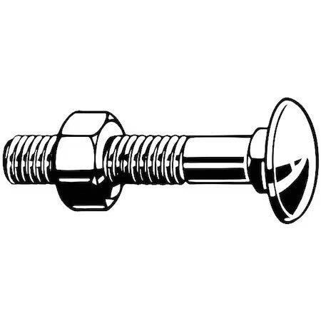 Zoro Select M08250.100.0050 Carriage Bolt,Class 4.6,M10-1.50,Pk50