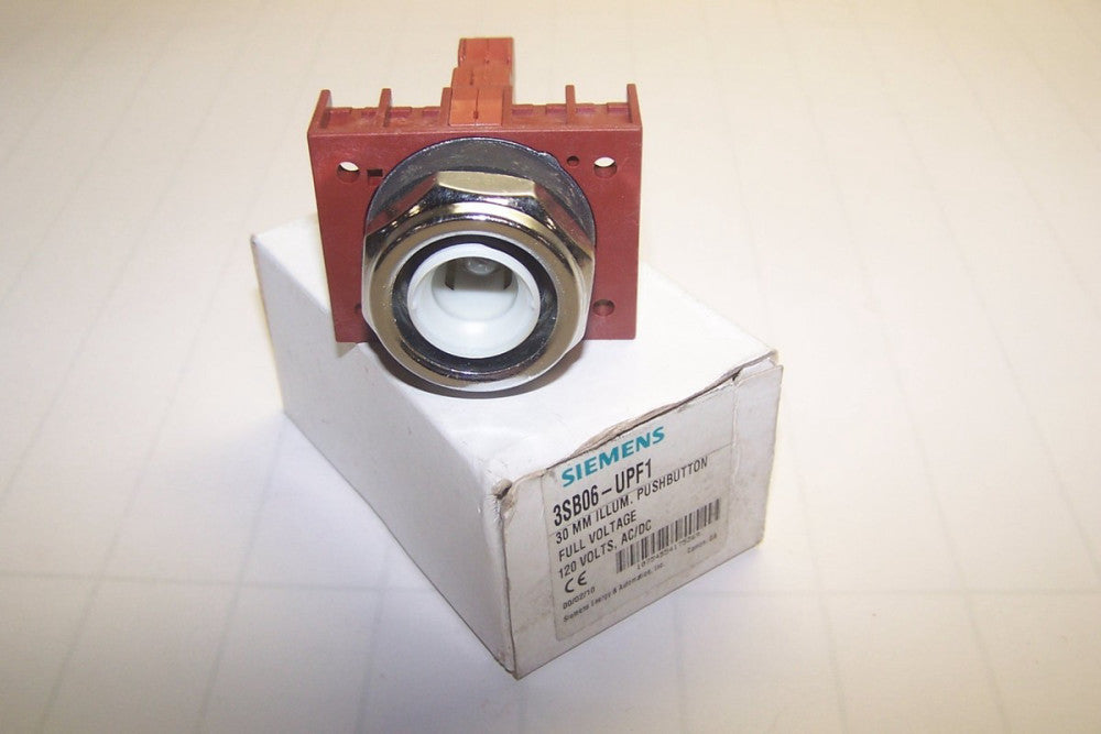NEW SIEMENS 30 MM 120 VOLT AC/DC ILLUMINATED PUSHBUTTON SWITCH  3SB06-UPF1
