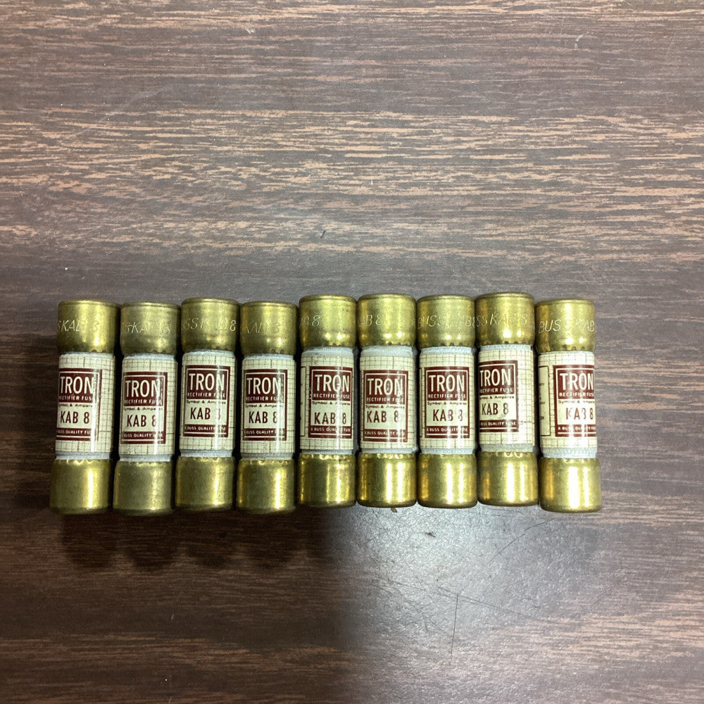 BUSSMANN TRON KAB-8 8AMP, 250V, RECTIFIER FUSE, Lot Of 9