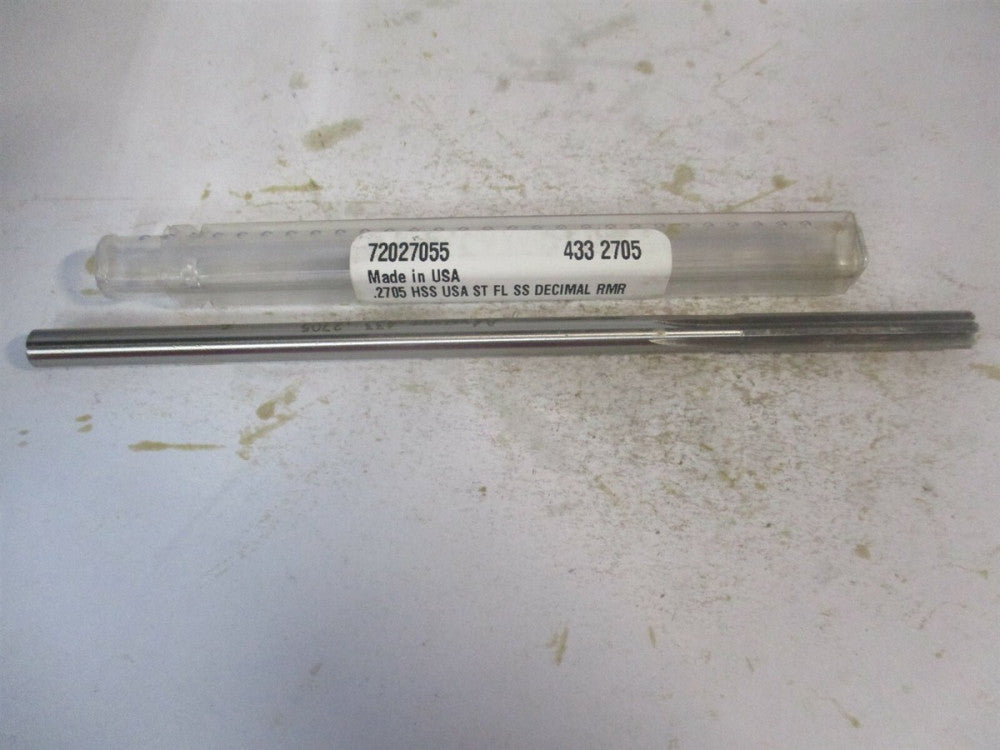 (433-0.2705) 0.2705" x 1-1/2" x 6" Straight Shank HSS 6-Flute Chucking Reamer 