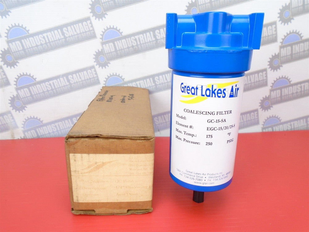 Great Lake Air - GC-15-SA - COALESCING FILTER HOUSING - 1/4 NPT - 250 PSIG (NEW)