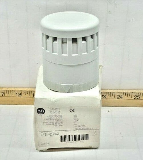 New Allen Bradley Gray Stack Light Dual Tone Horn 12 VAC/DC 35 mA  855T-G12TA1