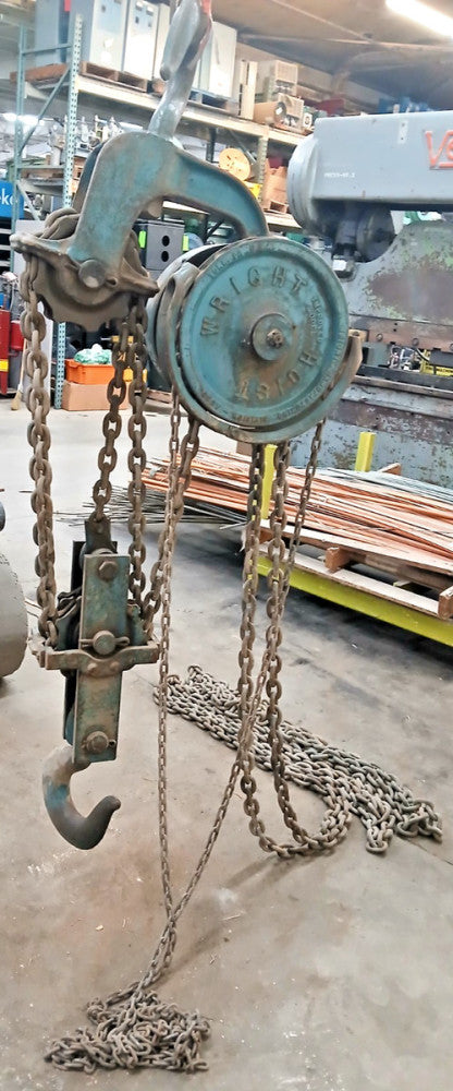 WRIGHT MFG. 10 TON IMPROVED MODEL HIGH SPEED HOIST 25 FT. CHAIN LENGTH