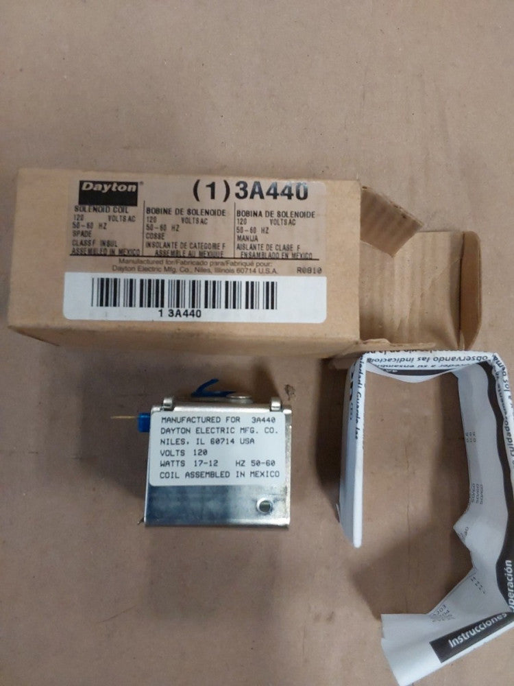 NEW Dayton 3A440 Solenoid Coil 120 Volts AC 50/60Hz Spade Class F