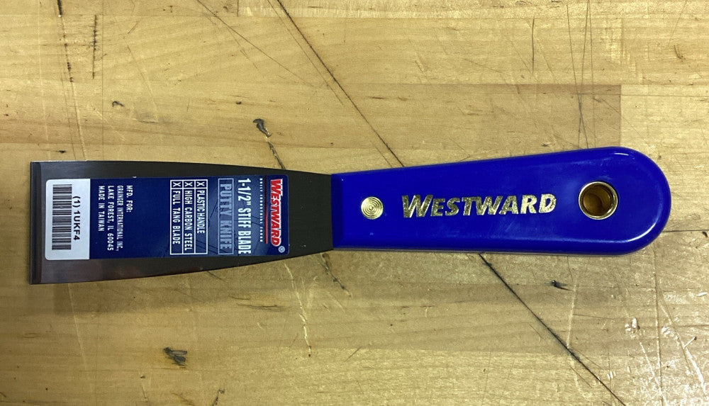 Westward 1Ukf4 Putty Knife,Stiff,1-1/2",Carbon Steel