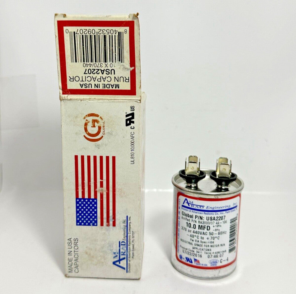Amrad Global USA2207 Run Capacitor RA2000/37 44-106 10.0 MFD 370/440VAC 50/60Hz