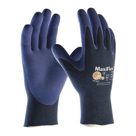 Pip 34-274/L Coated Gloves, Foam Nitrile, Foam, Palm, 3 Abrasion Level, Blue, L