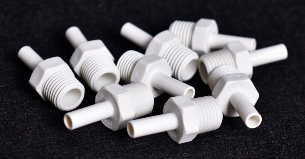 9 Count John Guest Polypropylene Stem Adapters 1/4" x 1/4"  PP050822W