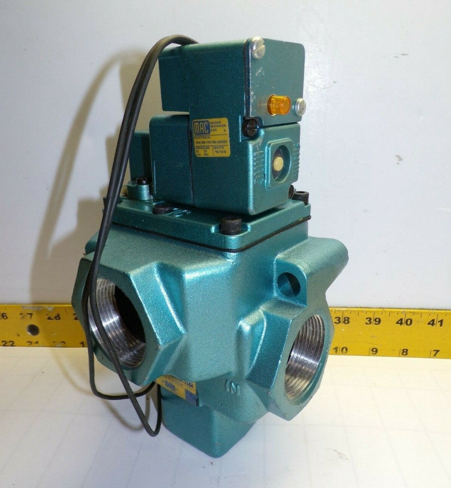 NEW MAC VALVE SOLENOID VALVE 1 1/2" FNPT 120 VAC COIL 25-150 PSI  58A.13.116A