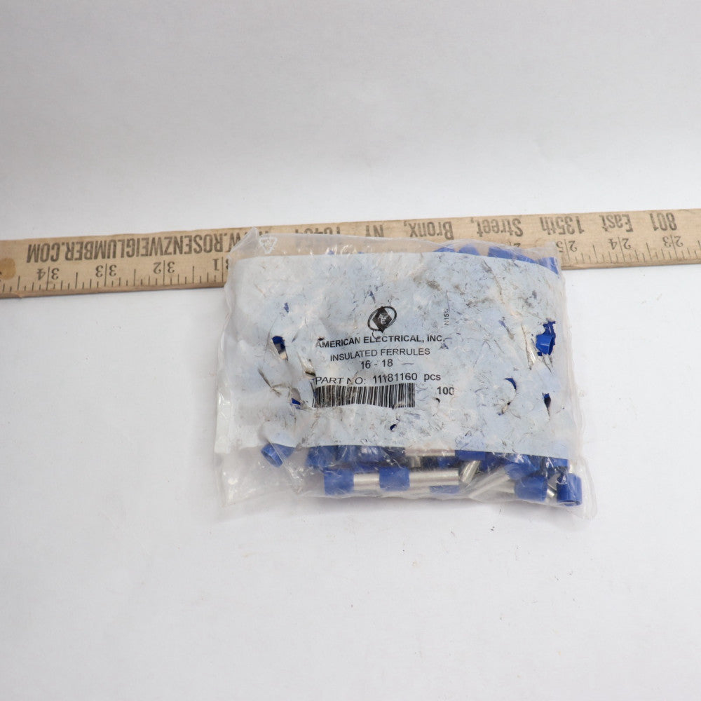 (100-Pk)  American Electrical Connector Ferrule DIN 6 AWG Blue 11181160