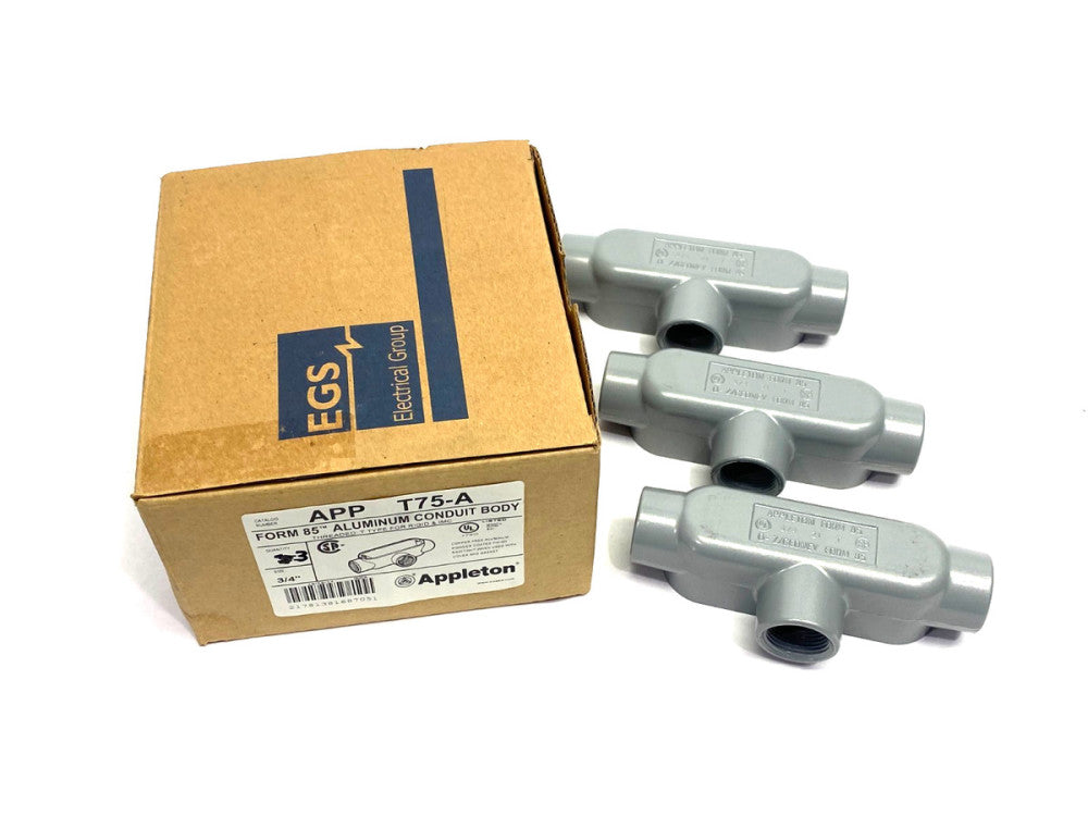 EGS Appleton T75-A Form 85 Aluminum Conduit Body 3/4" for Rigid and IMC BOX OF 3