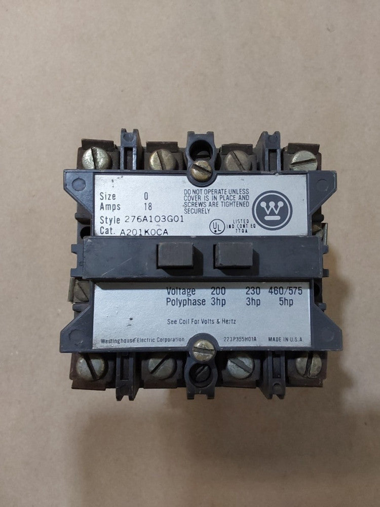 WESTINGHOUSE Size 0 A201KOCA Motor Starter 120 Volt Coil 3-5 Hp