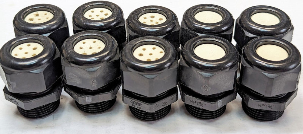 (10) Sealcon ¾” NPT CD21NA-BK Black Nylon Standard Strain Relief Fittings [B4B3]