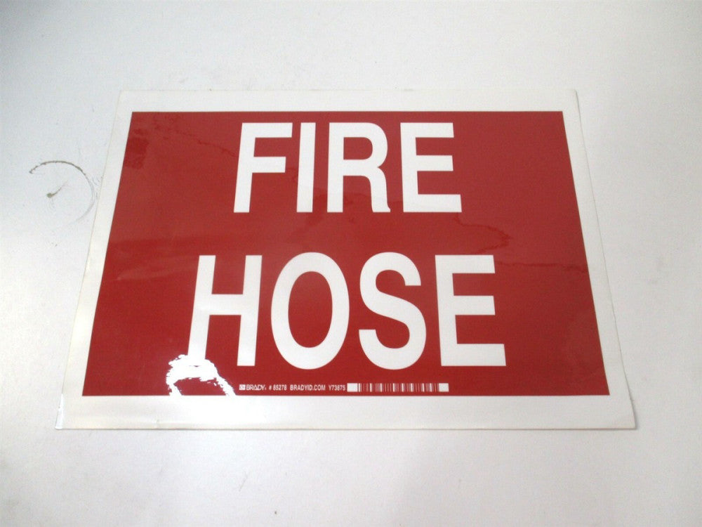 Brady (85278) 10" x 14" Red/White Fire Hose Adhesive Surface Rectangle Sign