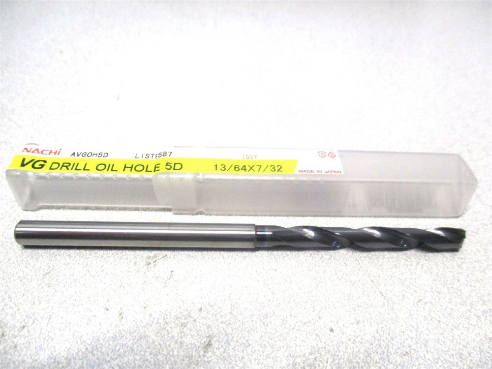 Nachi (1388704) 13/64 x 100mm OAL 2-Flute Coolant Thru Carbide Oil Hole Drill