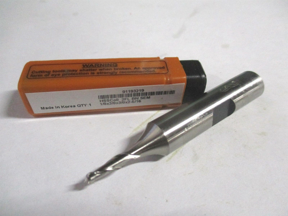 (E2110008) 1/8" x 3/8" x 3/8" x 2-5/16" OAL Cobalt 2 Flute Ball End Mill 