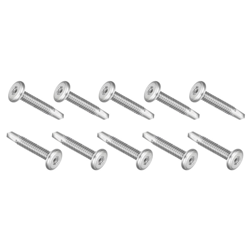 100 x #10 x 1-1/4" Self Drilling Screw Flat Head Hex Socket 410 Stainless Steel