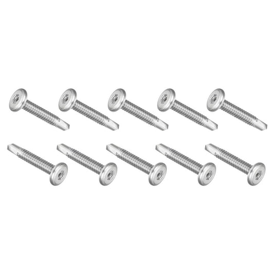 100 x #10 x 1-1/4" Self Drilling Screw Flat Head Hex Socket 410 Stainless Steel