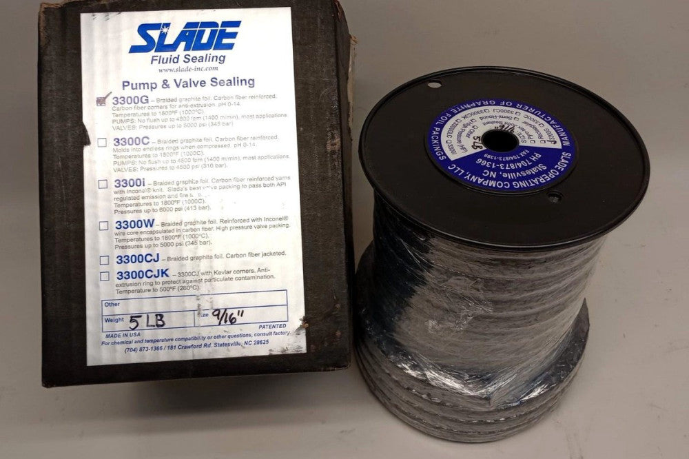 Slade 3300G 5LB 9/16 Braided Graphite Foil Seal 5Lb Box Size 9/16"