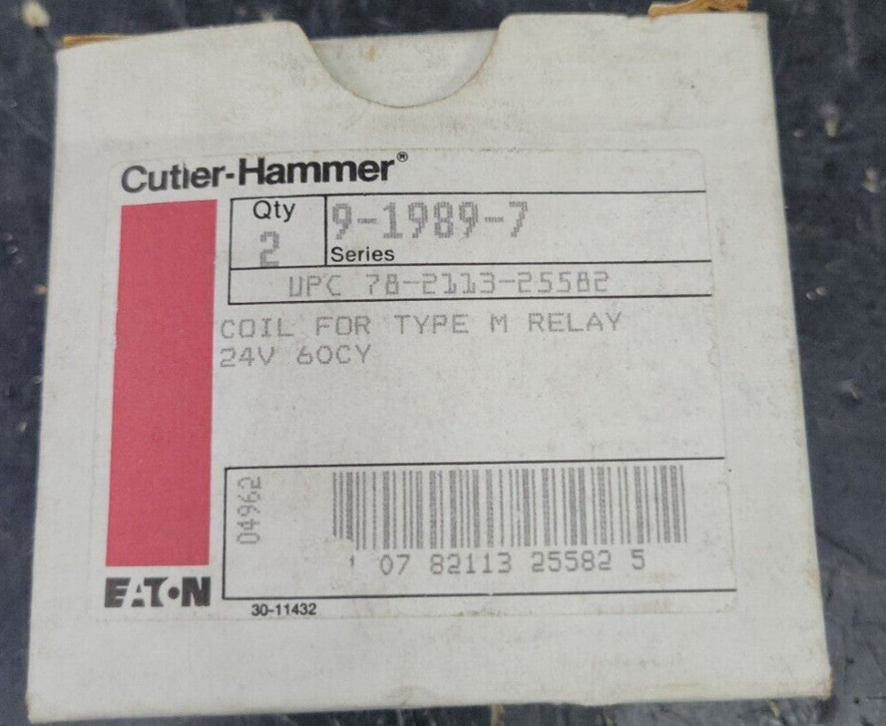 1 COIL ONLY Cutler Hammer 9-1989-7 Coil 24V 60CY  NEW OLD STOCK