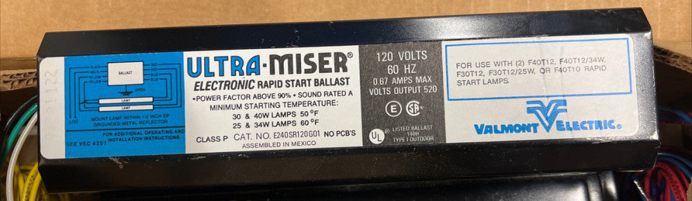 1 Unit-Nos E240SR120G01 Valmont Ballast 044238806492 Electronic Rapid Start