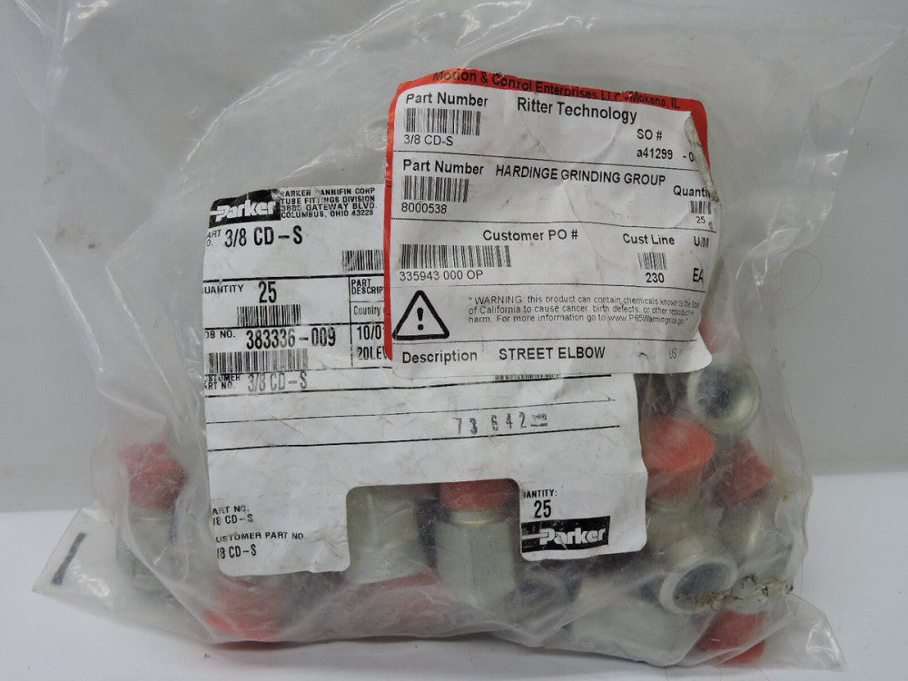 (25 Pack) Parker 3/8 CD-S Street Elbow NPTF / NPTF - NEW!