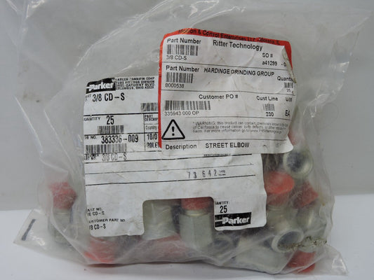 (25 Pack) Parker 3/8 CD-S Street Elbow NPTF / NPTF - NEW!