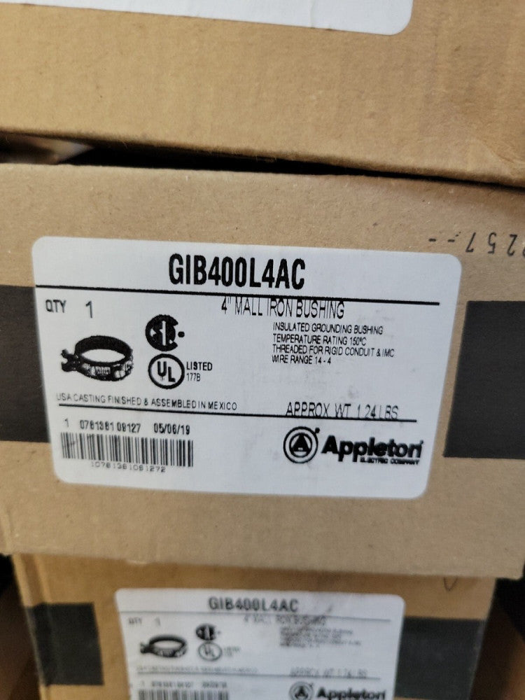 1) New! APPLETON GIB400L4AC 4"INCH THREADED CONDUIT GROUNDING BUSHING 
