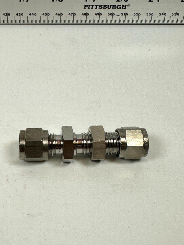 1/4 x 1/4 Tube Bulkhead Fitting S/S 2 3/8 OAL - NEW Fast Ship