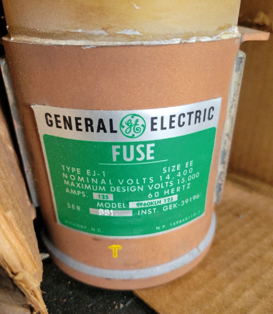 GENERAL ELECTRIC 9F60KLH 125 TYPE EJ-1 DOUBLE BARREL FUSE 125 AMPS 14400V NEW