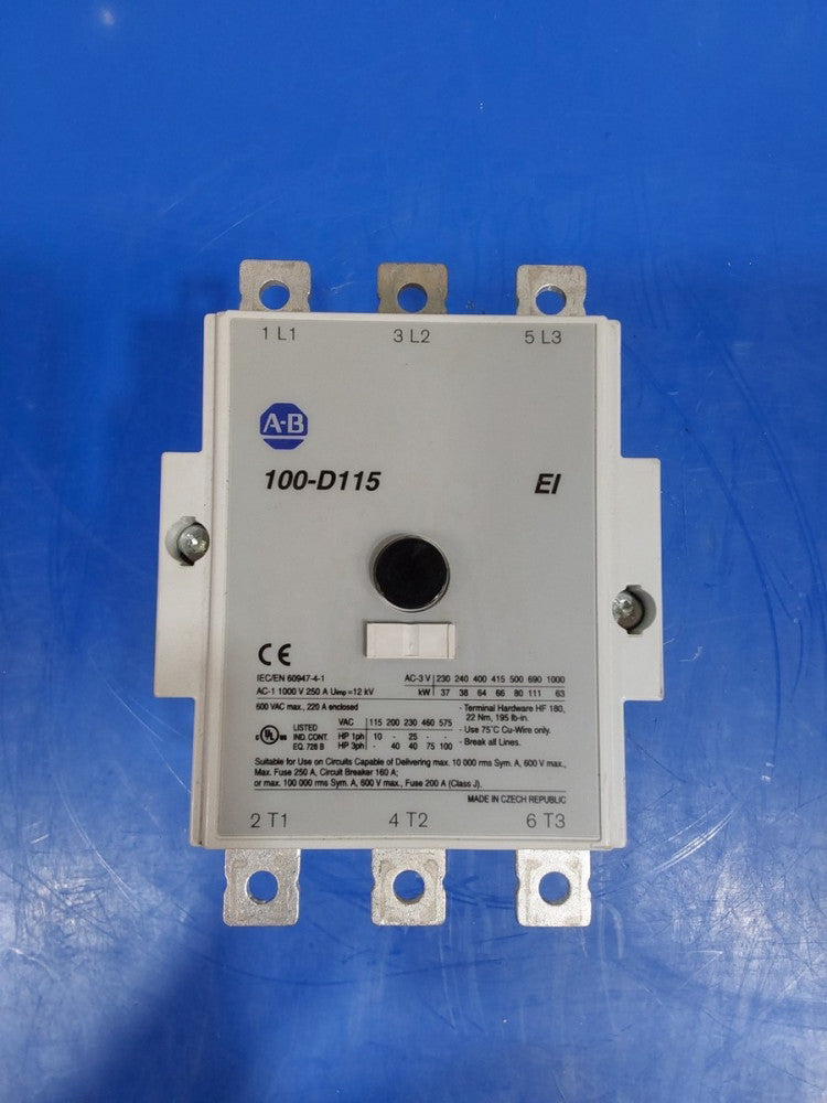Allen-Bradley Contactor 100-D115 120V Coil 220A 600V
