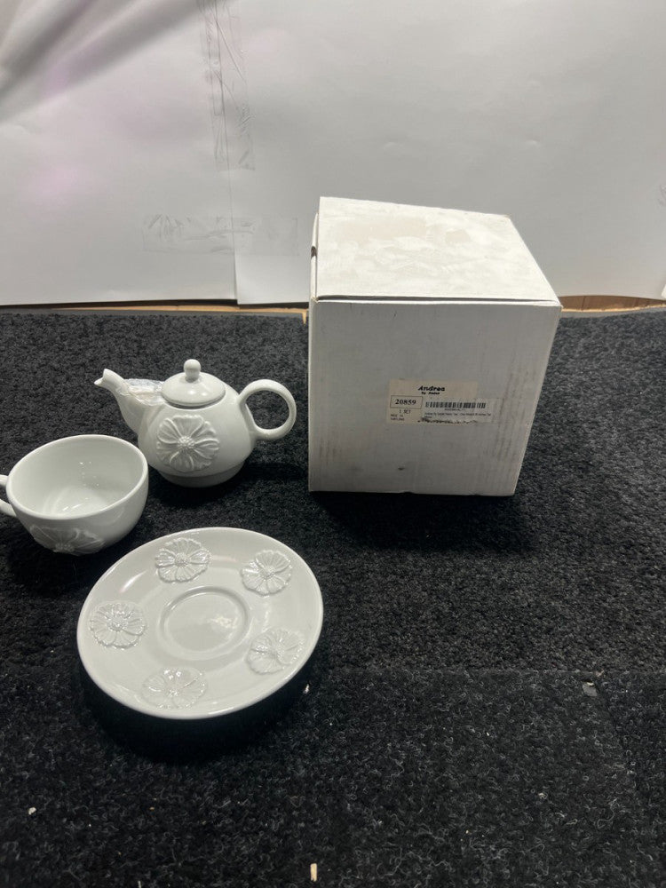 (QTY 3) Andrea By Sadek 20859 Peony Tea for One White 6.26 Inches Tall
