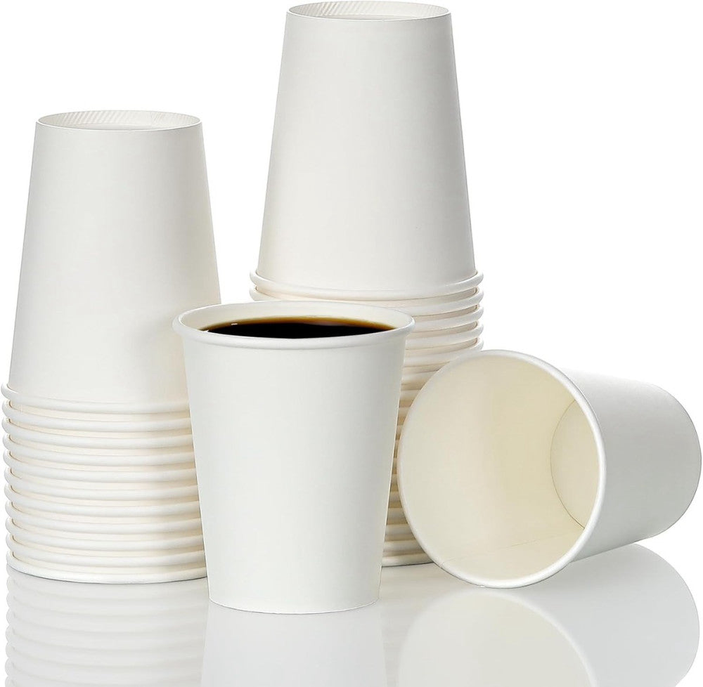 120 Pack 8 oz Paper Cups, Coffee Cups, White Paper Hot/Cold Disposable Beverage