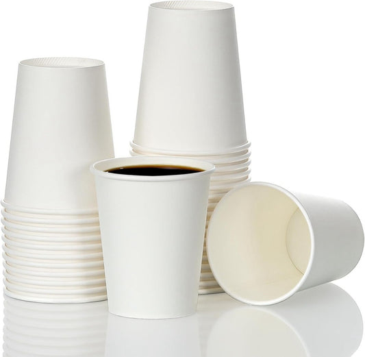 120 Pack 8 oz Paper Cups, Coffee Cups, White Paper Hot/Cold Disposable Beverage