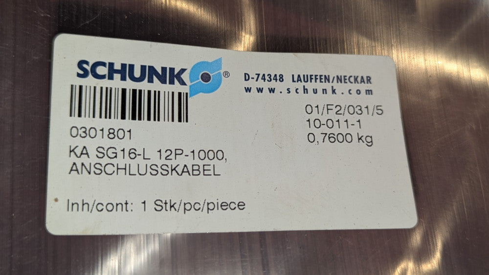 Schunk Cable 0301801 KA SG16-L 12P-1000 New & Sealed