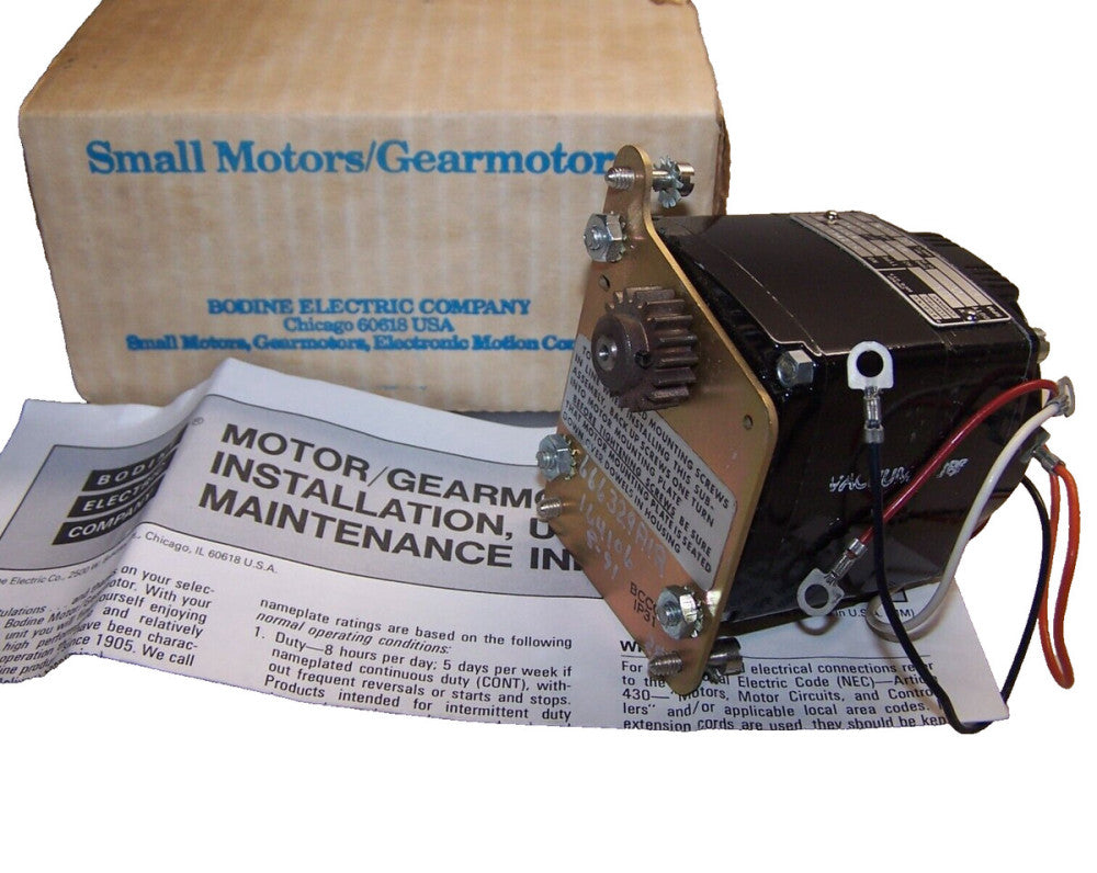NEW BODINE KLI-23T3 GEAR MOTOR 20 RPM 118 VAC .75uF 20 OZ-IN TORQUE 