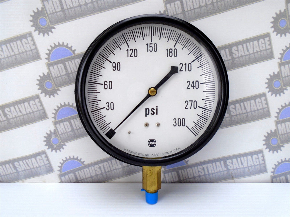 AMETEK USG - GAUGE 0-300 PSI - 5801 Surface Mount SIZE 6" - 1/4" BTM Conn - NEW