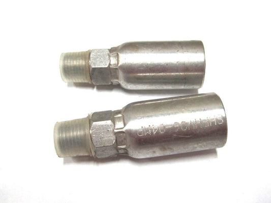 (HY06-04MP) -6 Hose 1/4" x 3/8" Steel Hydraulic Crimp Fitting - Lot of 2