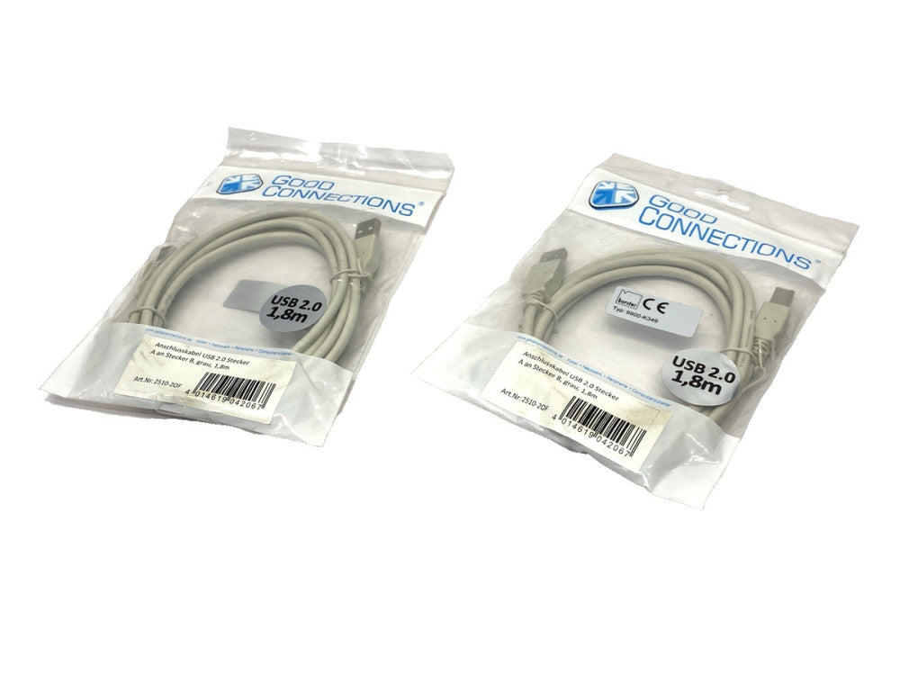Good Connections 2510-2OF USB Cable 1.8m USB 2.0 USB A To USB B Grey LOT OF 2