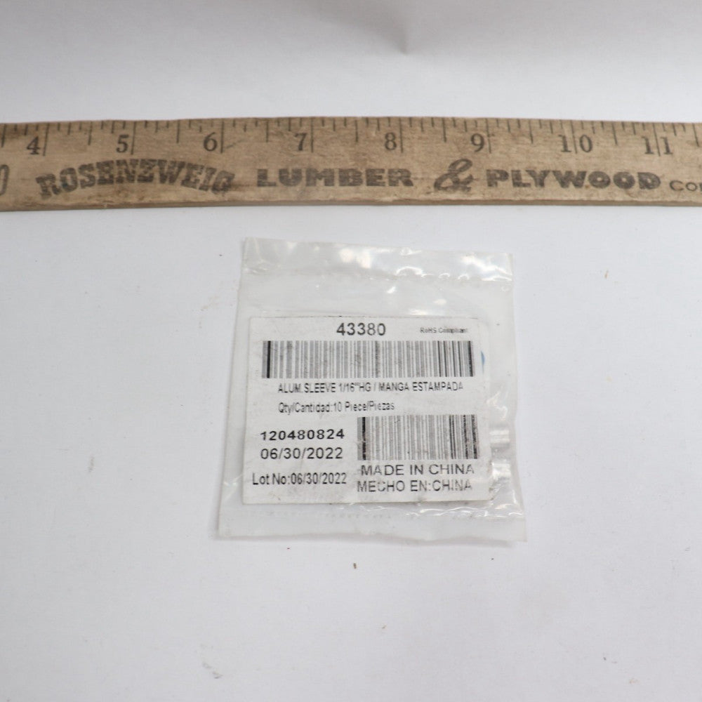 (10-Pk) Aluminum Sleeve 1/16" 43380