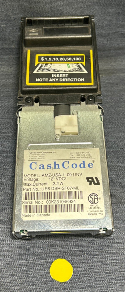CASH CODE BILL ACCEPTOR VALIDATOR  AMZ-USA-1100-UNV  12VDC 2.2A