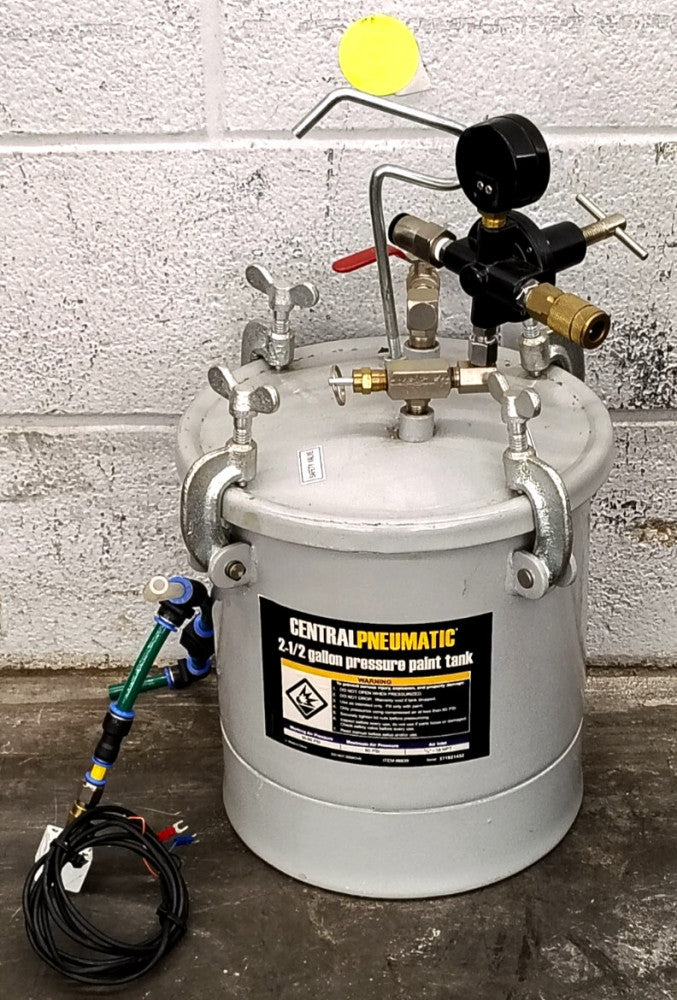CENTRAL PNEUMATIC 2-1/2 GALLON AIR PRESSURE PAINT TANK 60 PSI 1/4"-18 NPT 66839