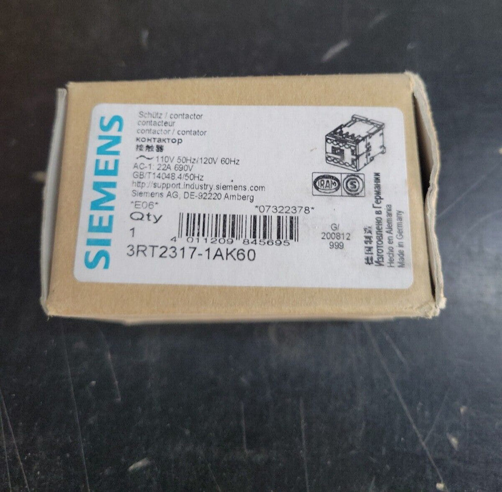 1 ONLY - Siemens Contactor 3RT2317-1AK60 Sirius 22 AMP 120V COIL * NEW OLD STOCK